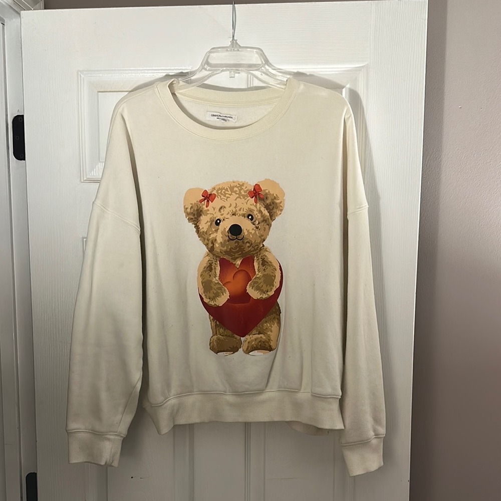 Grayson Threads Cream Crew Neck Sweater with Dog Design
